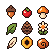 A three by three sheet of food item variations