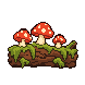Mushrooms on a log drawn with the fox as reference